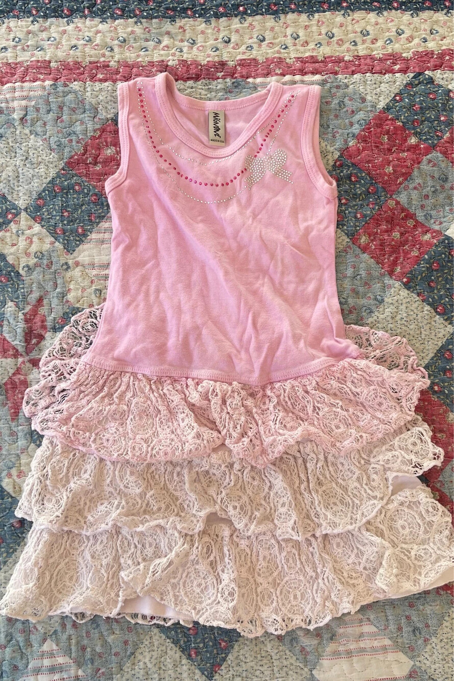Mignone Tie Dye Tulle Ruffle Flower Necklace Tank Dress Girls Sz 4T